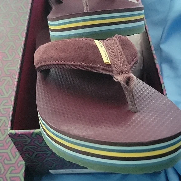 Tory Burch Burgundy Flip Flops - Picture 6 of 6